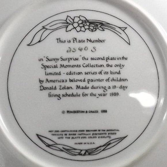 Sunny Surprise Collector Plate by Zolan 1989 - Picture 8 of 8